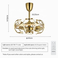 746A 110/220v télécommande ronde ventilateurs de plafond lumières DC lampe décorative sans lame maison led designer tricolore
