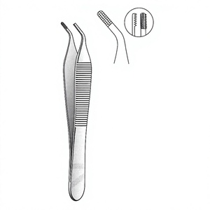 Pinzas Adson-Brown para Tejidos y Agarre, 12 cm / 4-3/4 Pulgadas, Curvas, con 7x7 Dientes, de Acero Inoxidable, para Sujeción de Tejidos Quirúrgicos - Product Image 1