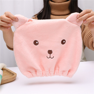 Nahe Cartoon Bear Hair Drying Cap Coral Fleece Quick Dry Towel For Women <b>Shower</b> Wrap Headband - Product Image 2