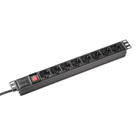 PDU commutée 1U pour marché européen, 8 prises italiennes, en aluminium, pour armoire serveur 19 pouces