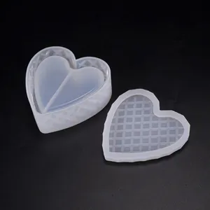 Caixa de presente em silicone de forma de coração, caixa de presente para decoração de diy, forma geométrica de joias