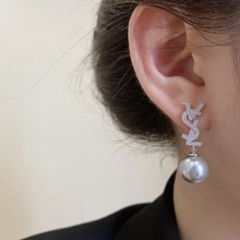 Boucles d'oreilles pendantes en perles plaquées or 18 carats avec cristaux, style coréen, <span class=keywords><strong>marque</strong></span> VSL, pour femmes - Product Image 2