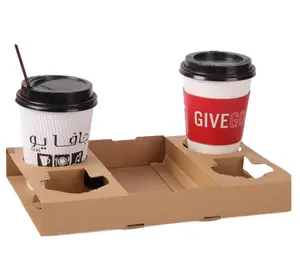 一次性纸质饮料载体咖啡杯去外卖咖啡店餐厅杂货店果汁吧