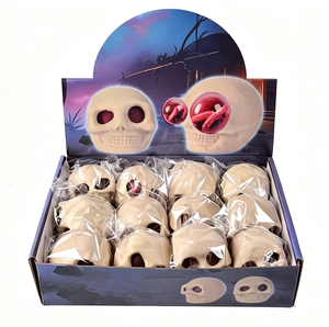 Jouet anti-stress en TPR en forme de tête de fantôme d'Halloween de 6 cm, tête de squelette souple, balle anti-stress pour farces et soulagement de l'anxiété, jouet sensoriel - Product Image 4