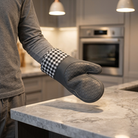 Gants de four professionnels en silicone écologiques, imprimés sur mesure, extra longs, résistants à la chaleur pour la cuisson au micro-ondes