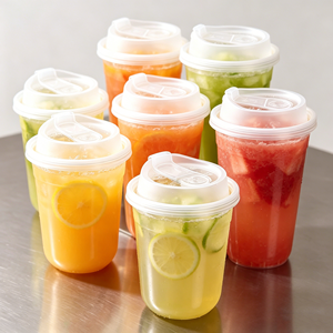 Vasos de Plástico Transparente Personalizados con Logotipo para Mascotas, con Tapas de Cúpula, Servilleta, 16/20oz, Fondo en Forma de U, Pared Simple, 90mm de Diámetro para Matcha - Product Image 1