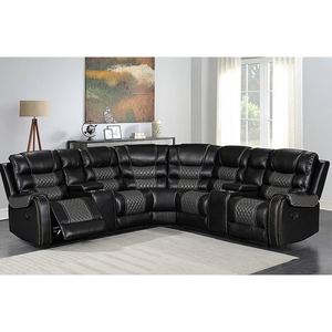 Italian Leather 6-Seater Reclining Corner Couch Set European Antique Style Living Room <b>Sofa</b> with <b>Sponge</b> Filling - Product Image 5