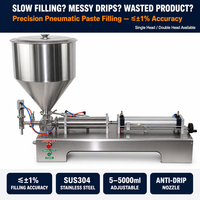 Machine pneumatique semi-automatique pour pâtes, crèmes, miels et gels, avec buse anti-goutte en SUS304, réglable de 5 à 3000 ml, haute précision, simple ou double.