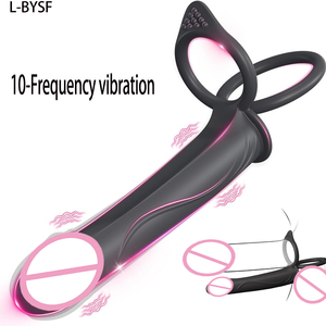 Jouets sexuels pour couples, anneau anal double, vibromasseur de prostate, masturbateur en silicone pour homme, anneau de pénis, vibromasseur, jouet sexuel pour adultes - Product Image 1