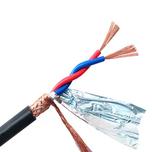 Cable de Control RS485 RS422 RS232, Cable negro de PVC, RVVPS, 2x0,5 mm2, Cables de cobre Delgado blindados, par trenzado, Cables eléctricos flexibles