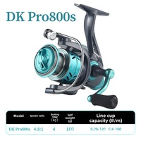 Moulinets de pêche à la ligne DK Pro Series pour gauchers, rapport de transmission 5.2:1, cadre entièrement métallique, résistance maximale de 4-10 kg, moulinet de pêche en eau courante/rivière