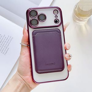 Coque de téléphone transparente électroplaquée grain CD avec bouclier MagSafe doré et pochette magnétique puissante assortie pour iPhone 17 Pro Max - Product Image 2