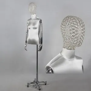 <span class=keywords><strong>Mannequin</strong></span> de couturière populaire pour filles, buste recouvert de tissu satiné, tête ornée de diamants brillants, avec support miroir - Product Image 1