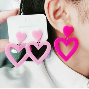 Hl của phụ nữ chất lượng cao Acrylic 12 màu hình trái tim lớn giọt nước thả bông tai phụ kiện thời trang - Product Image 2