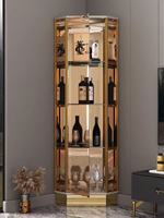 Meuble d'Angle Triangle de Luxe pour Salon Petit Appartement, Casier à Vin Mural en Verre, Vitrine de Bureau Faite Main