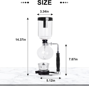 Cafetera de Sifón de Vidrio Borosilicato de <span class=keywords><strong>3</strong></span>/5 Tazas - Cafetera Manual al Vacío con Asa Negra y Filtros de Tela para Uso Doméstico - Product Image 3