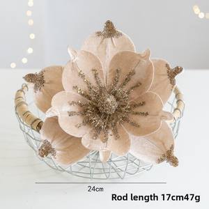 عالية الجودة المخملية الاصطناعية بريق ماغنوليا الزهور عيد الميلاد البونسيتة الحلي شجرة عيد الميلاد ماغنوليا الزهور لعيد الميلاد - Product Image 6