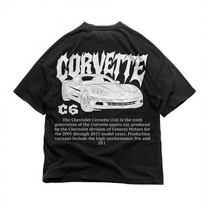 Maglietta grafica Corvette C6 nera oversize streetwear per uomo e donna - Product Image 2