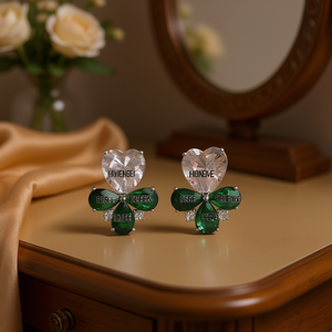 Pendientes de Corazón de Cristal Verde Hnienbei con Forma de Flor y Engaste de Garra, Joyería de Moda Linda para Mujer, Regalo - Product Image 2