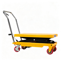 Chariot transpalette manuel hydraulique à ciseaux simple 200 kg avec patins antidérapants pour la manutention de marchandises en entrepôt industriel et logistique