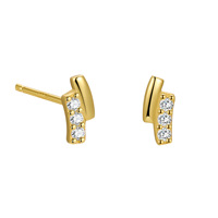 Moderne 18K Vergoldete 925 Sterling Silber Gebogene Pavé-Ohrstecker 925 Silber Asymmetrische Zirkon-Ohrstecker