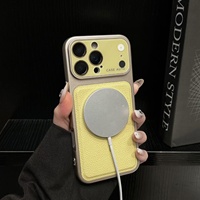 Étui magnétique pour iPhone 18 Pro Max 17 16 15 14 13 12 avec grande fenêtre de visualisation et motif litchi, protection d'objectif