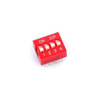 Commutateur DIP Umean avec montage traversant, insertion droite, espacement de 2,54 mm, PVC rouge, 1/2/3/4/5/6/7/8/9/10/12 pôles