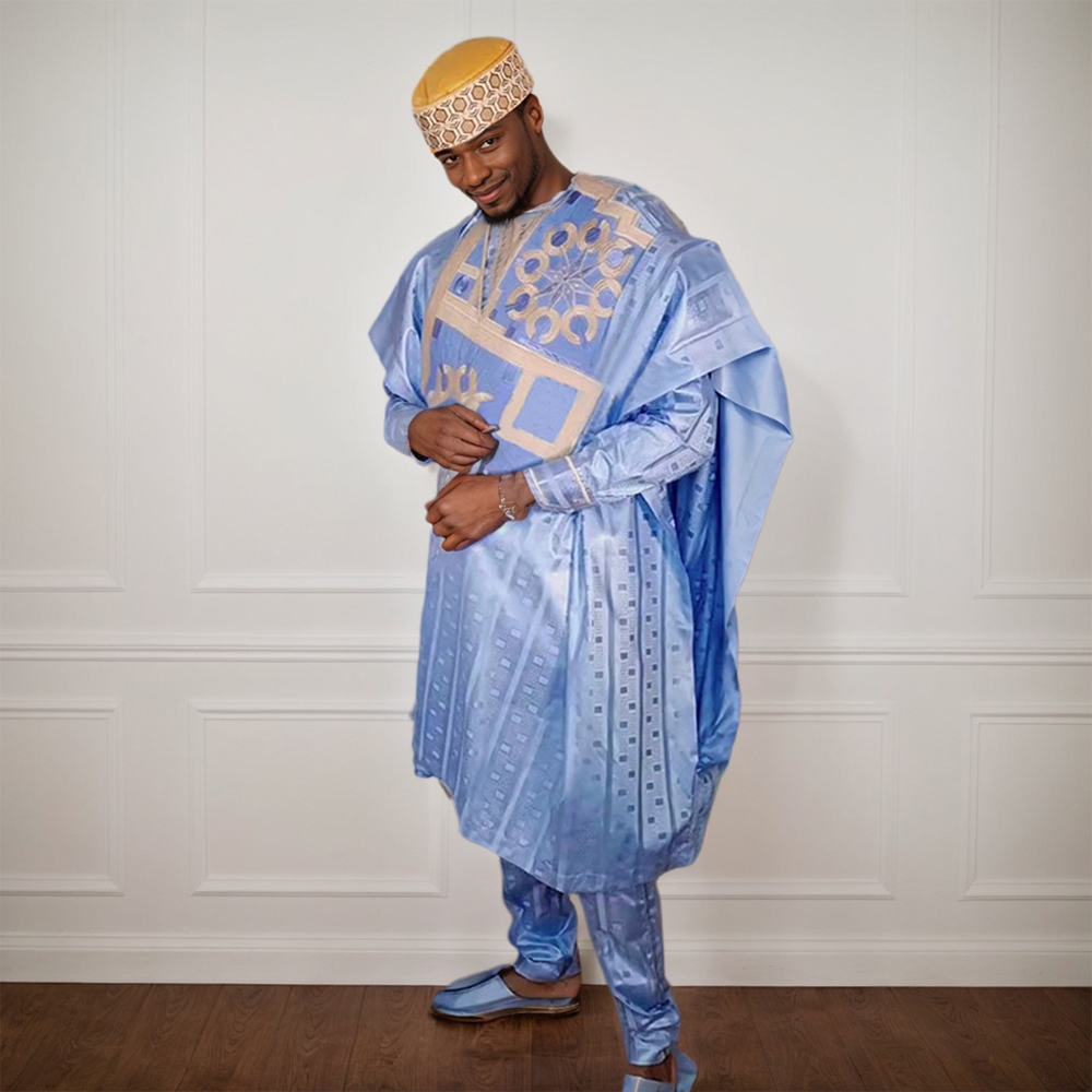 H&D PH10322 New Fashion Plus Size Agbada Men 3 PCS Sets African