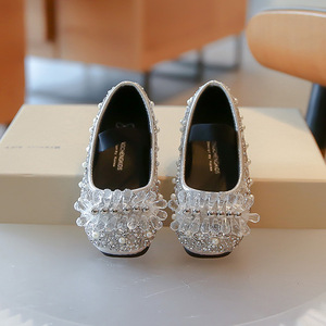 Nouvelles Chaussures Plates de Danse pour Filles, Style Princesse, avec Strass et Perles - Product Image 3