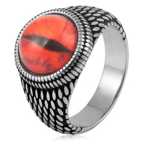 yunnique Fashion <b>Rings</b> <b>Titanium</b> Steel Eye Stone <b>Ring</b> Men's Punk Style Bezel Setting Geometric Design Gift Jewelry FY24008 - Product Image 4