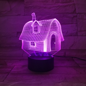Château Style Laser Graver LED Veilleuse 3D Illusion Lampe ABS Noir Couleurs Led Base Avec 3AA Batterie Cas Pour La Maison - Product Image 6