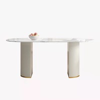 Table à manger rectangulaire pliante télescopique en marbre, style moderne et luxueux, démontable pour petits espaces domestiques
