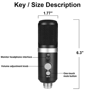 Micrófono de Condensador USB Cardioide Profesional OEM A13 con Cancelación de Ruido y Diseño Ligero para Transmisión en Vivo - Product Image 5