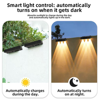 Lampe solaire LED étanche IP65 pour clôture/mur, en ABS, pour jardin, cour, montage mural, avec capteur de lumière et variateur d'intensité
