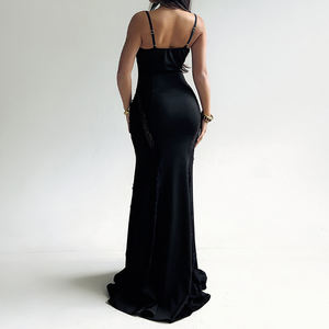 Vestido de Noche Elegante para Fiesta, Ajustado, con Tirantes Finos, de Encaje y Recortes, para Mujer, Venta al por Mayor - Product Image 5