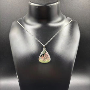 Collier en argent sterling 925 de jaspe océanique avec chaîne en plaqué or avec diamant Cadeau de bijoux de mode pour elle - Product Image 1