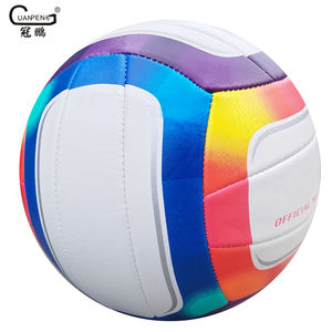 Vente en gros de ballon de <span class=keywords><strong>volley</strong></span>-<span class=keywords><strong>ball</strong></span> officiel de taille 5 en PVC souple cousu à la machine avec logo personnalisé multicolore de bonne qualité pour la promotion - Product Image 3