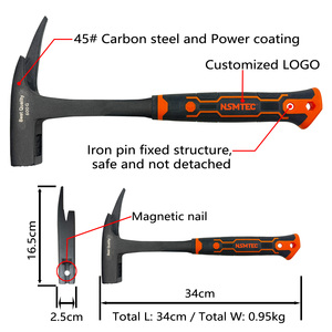 Nsmtool منتج جديد قطعة واحدة الصلب مقبض مسمار تسقيف المطرقة 600G مع المغناطيس وعدم الانزلاق - Product Image 3