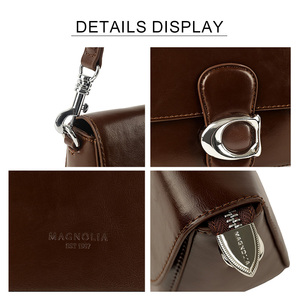 2025 primavera Vintage hebilla bolsos de cuero genuino brillante Color sólido moda Casual axila hombro bandolera para mujer - Product Image 6