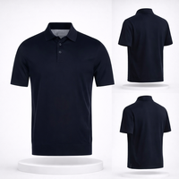 Fabricant de vêtements, design bleu marine, délavé à l'acide, coupe ample, couleur unie, polos personnalisés avec logo brodé