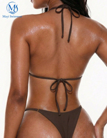 Ensemble bikini dos nu doré à rivets pour femme, avec string à nouer, deux pièces, pour les vacances à la plage