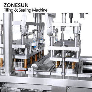 Máquina automática de llenado y sellado de termoformado de mantequilla ZONESUN, tipo lineal, doble cabezal, jugo, salsa, gelatina, yogur, taza, mantequilla - Product Image 6