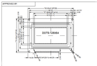 Écran d'affichage LCD capacitif 128x64 FSTN, port série graphique pour application d'instrumentation