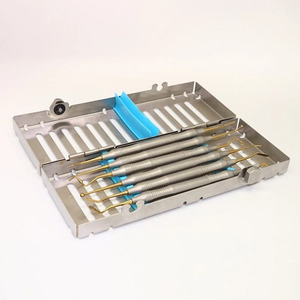 Medesy 9 pezzi Gracey Curette Scalar titanio Set di strumenti di alimentazione manuale più cassetta d'argento per cure odontoiatriche parodontali - Product Image 1