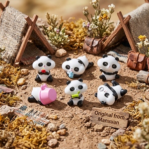 Tendance 2026 Miniatures en résine délicates et modernes-orientales, style 'Bamboo-shadow Drifter', représentant des pandas, au design doux et élégant, pour étagère, cadeau, DIY - Product Image 2