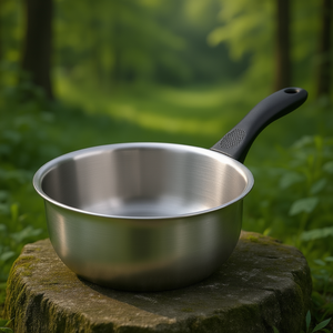 Pentola per salse in acciaio inossidabile con manico nero da 1,5 litri per cucinare e servire - Product Image 3