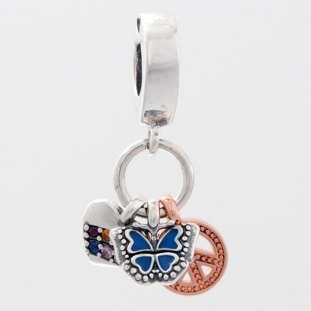 Rainbow heart butterfly and peace