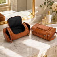 Sac de toilette pour homme en cuir PU avec logo personnalisé, grande capacité, trousse de toilette de voyage, pochette de maquillage imperméable, vente en gros