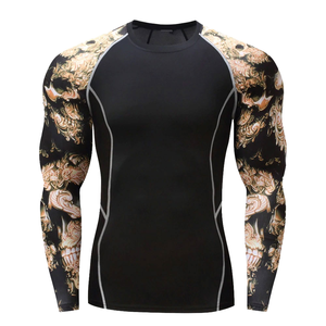 Anti-UV Protection Breathable Unisex Full Sleeve <b>Compression</b> Rashguard <b>Shirts</b> UPF 50 Spandex/Polyester 180g Digital Print - Product Image 1