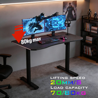 Bureau de jeu motorisé avec éclairage RGB intégré, finition mate, table électrique réglable en hauteur pour configuration de joueur professionnel